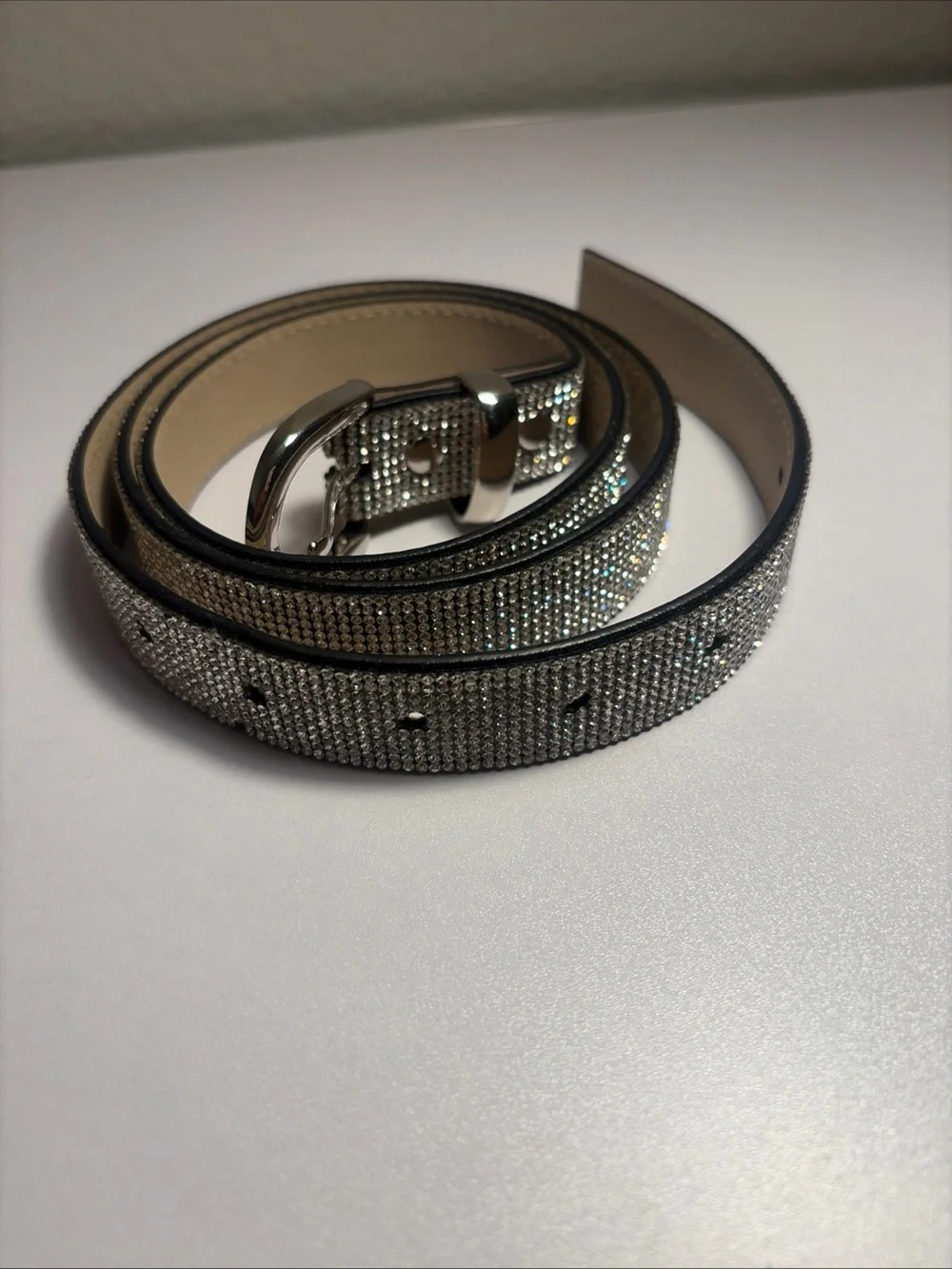 Belt Rhinestone-Embellished Silver Women’s Belt